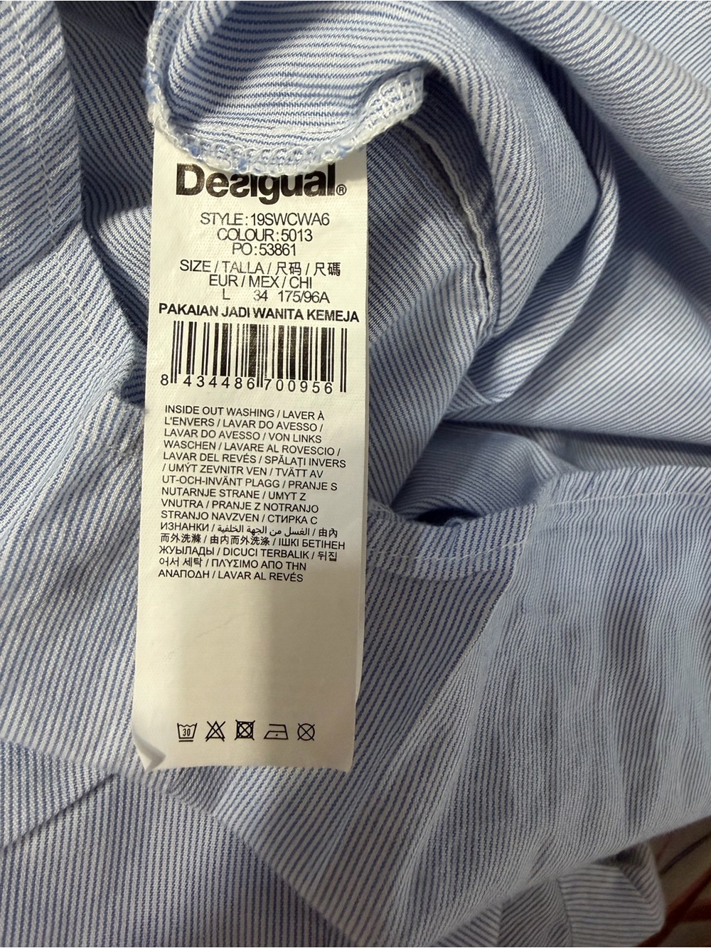 Desigual Embroidered Cotton Button-Up Shirt – Size L - Picture 8 of 9